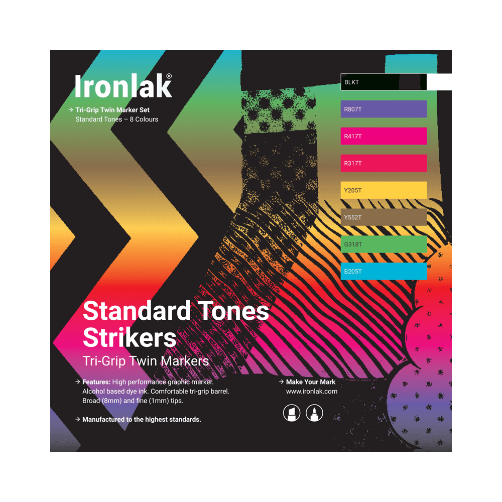 Standard Tones Graphic Marker 8 Pack Broad Nib Sprayism Gold 